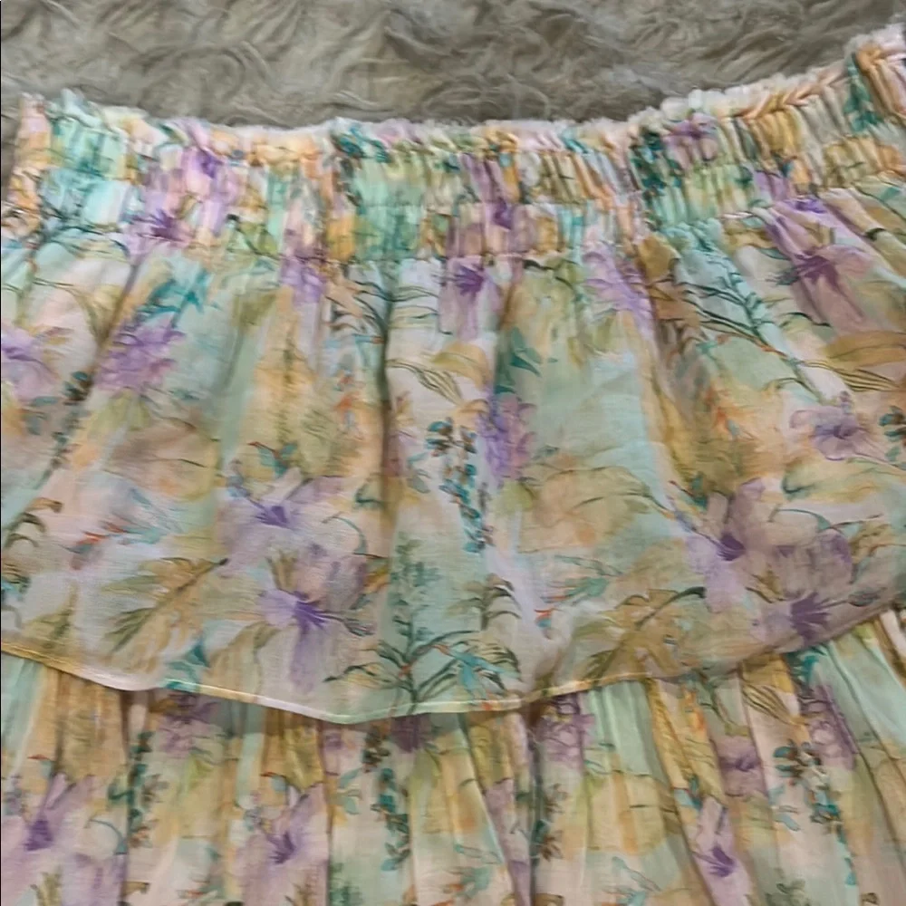 Loveshackfancy lago di‎ como floral print ruffle cotton skirt